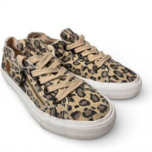 Blowfish Malibu Maggi Laced Canvas Sneakers Leopard Print Animal Everyday 7M
